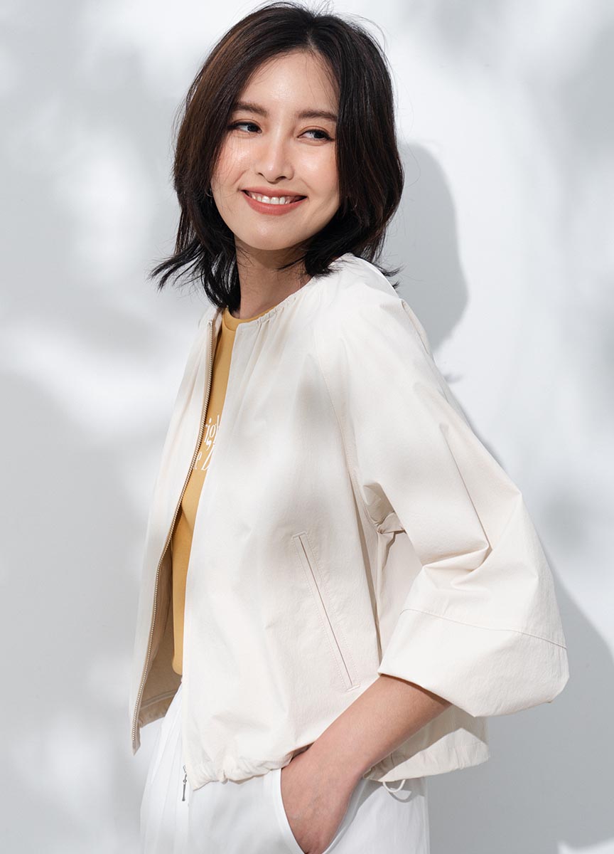 澎袖短版休閒外套
