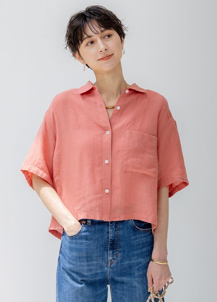 經典LIBECO亞麻短版襯衫