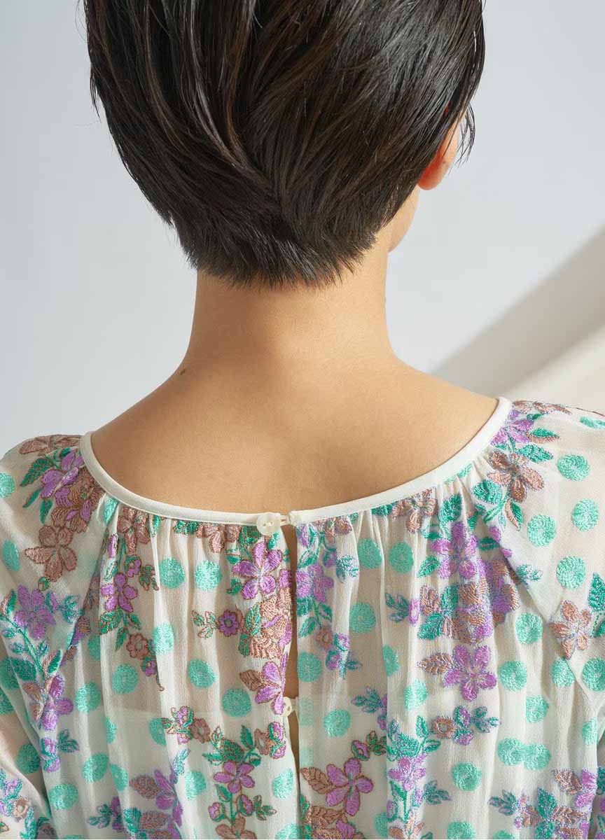 花朵圓點刺繡洋裝