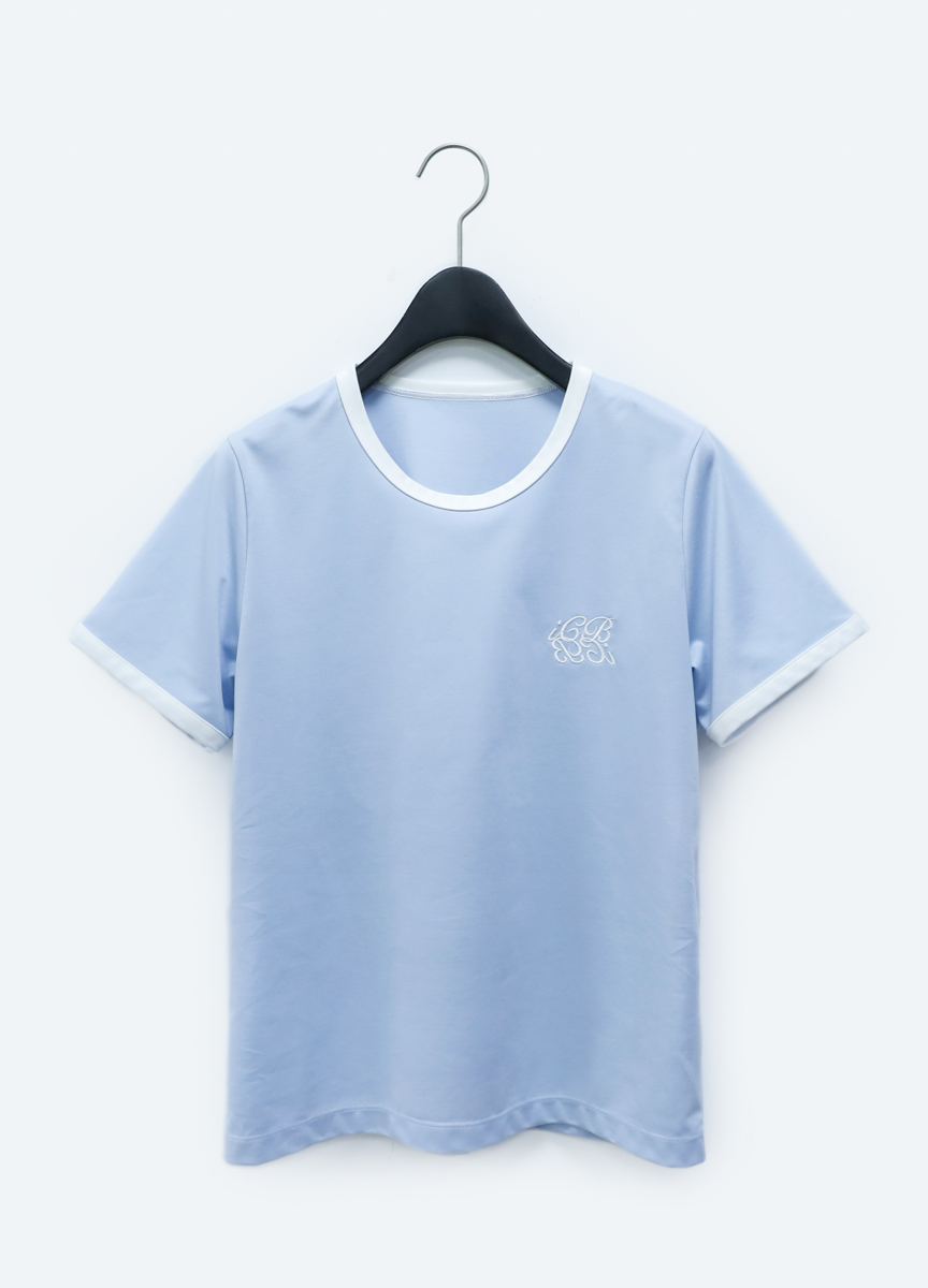 領邊配色刺繡LOGO棉T