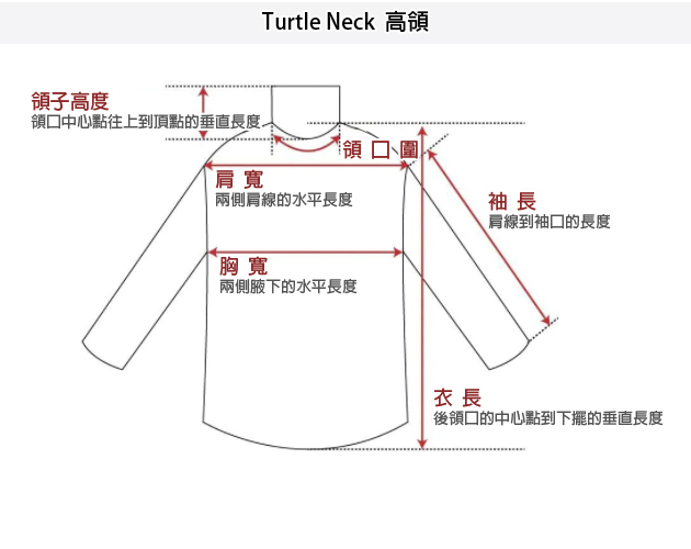 SIZE GUIDE 尺寸丈量對照表 05 高領
