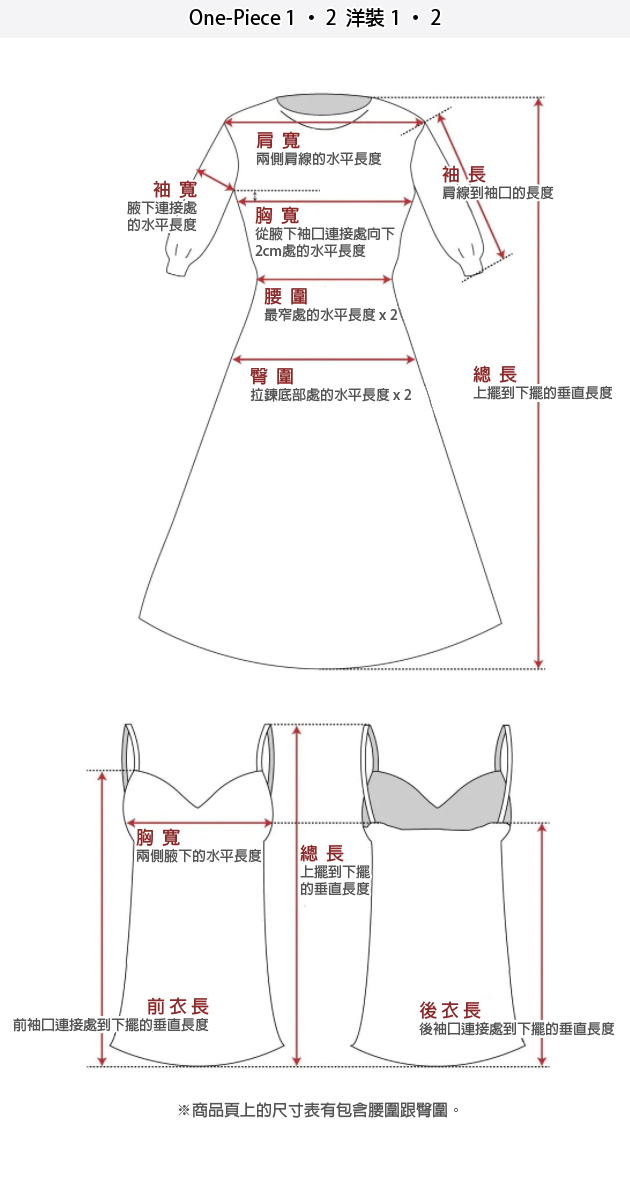 SIZE GUIDE 尺寸丈量對照表 15 洋裝