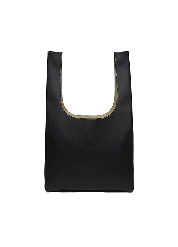 Sac 皮革托特包-大 Black